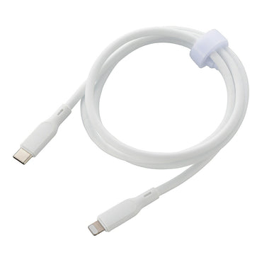 なめらかケーブル（1m/シリコンタイプ/USB-C to Lightning/PD60W対応/白）_01-7345_SMT-L10SCL-W_OHM（オーム電機）