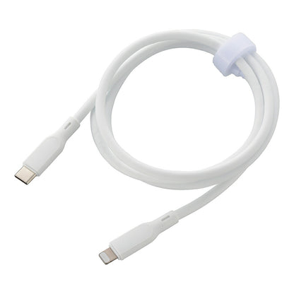 なめらかケーブル（1m/シリコンタイプ/USB-C to Lightning/PD60W対応/白）_01-7345_SMT-L10SCL-W_OHM（オーム電機）