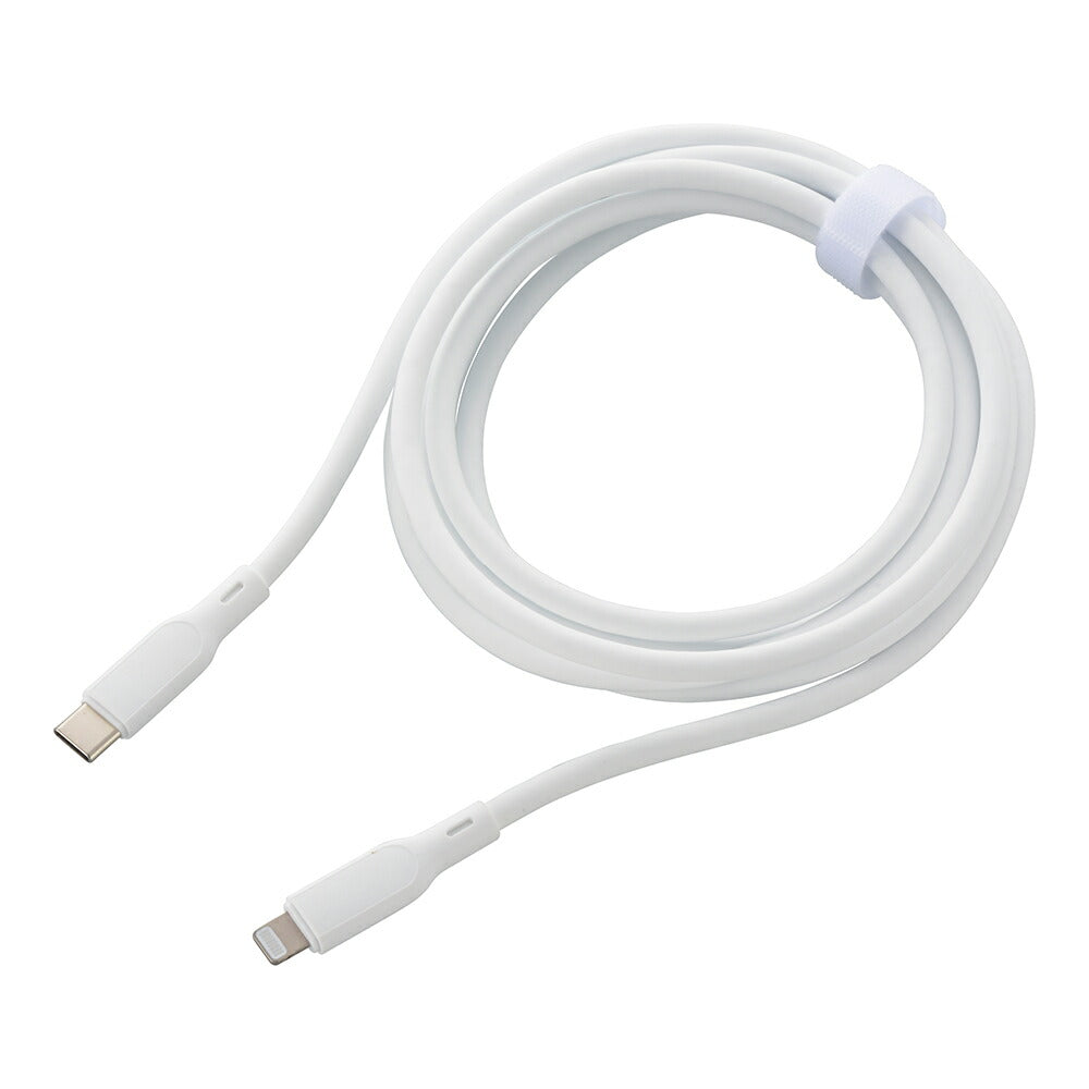 なめらかケーブル（2m/シリコンタイプ/USB-C to Lightning/PD60W対応/白）_01-7346_SMT-L20SCL-W_OHM（オーム電機）