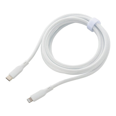 なめらかケーブル（2m/シリコンタイプ/USB-C to Lightning/PD60W対応/白）_01-7346_SMT-L20SCL-W_OHM（オーム電機）