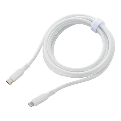 なめらかケーブル（2m/シリコンタイプ/USB-C to Lightning/PD60W対応/白）_01-7346_SMT-L20SCL-W_OHM（オーム電機）