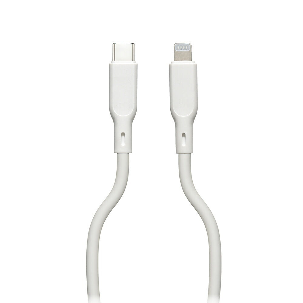 なめらかケーブル（2m/シリコンタイプ/USB-C to Lightning/PD60W対応/白）_01-7346_SMT-L20SCL-W_OHM（オーム電機）