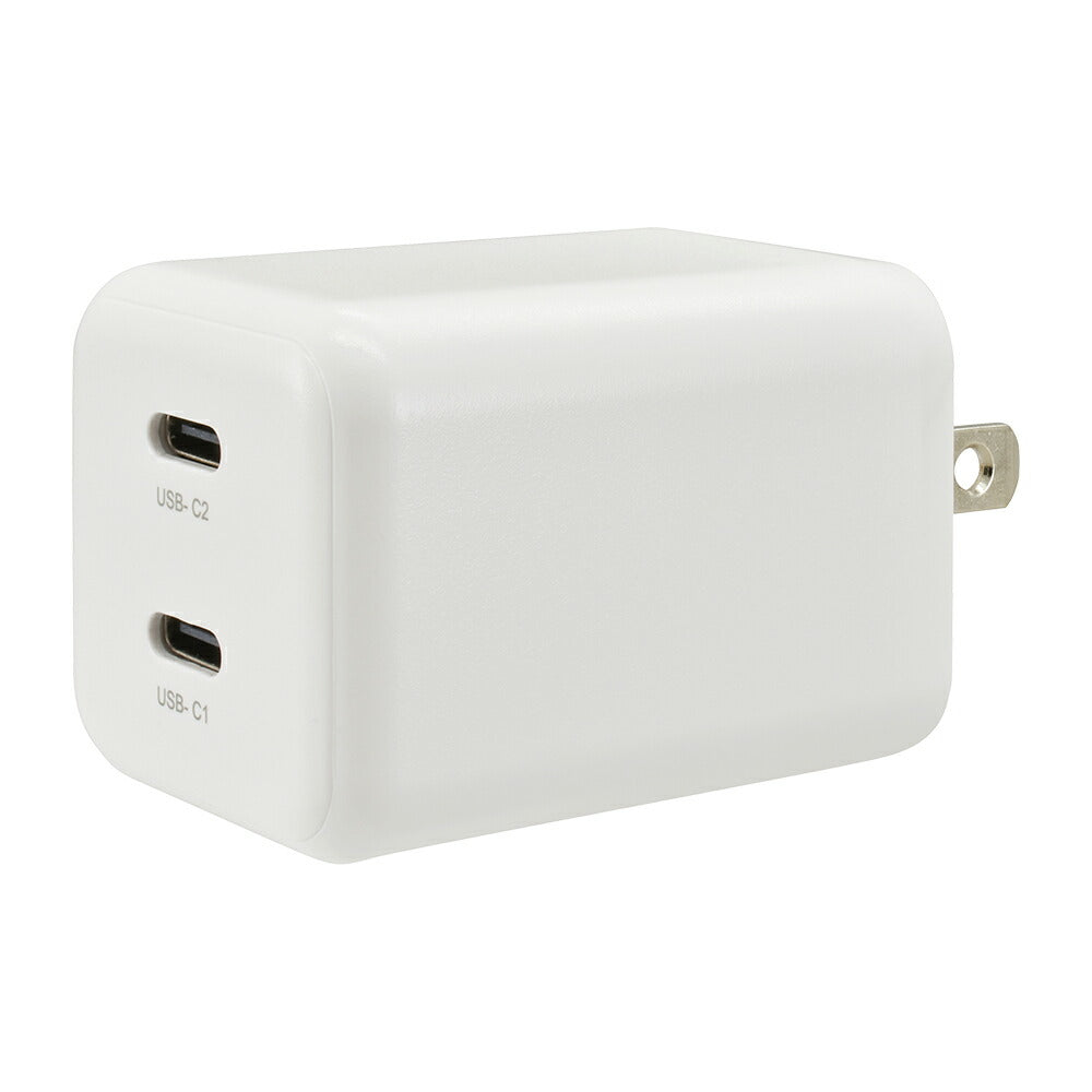 AC充電器（USB-C×2 PD対応/最大45W/GaN採用/ホワイト）_01-7368_MAV-AP45WCC-W_OHM（オーム電機）