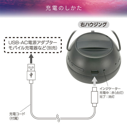 ワイヤレスヘッドホン（Bluetooth/USB充電/口径40mmダイナミック・密閉型/ブラック）_03-1668_HP-W125N-K_OHM（オーム電機）