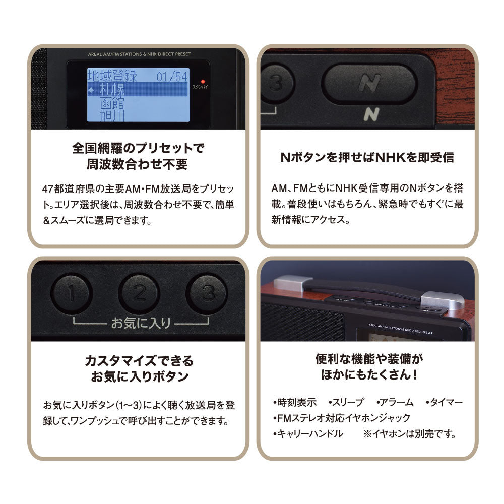 Nラジオ（AM・FM/ポータブル/NHK受信専用ボタン/ワイドFM/単1形×4本使用）_03-5700_RAD-T700N_OHM（オーム電機）