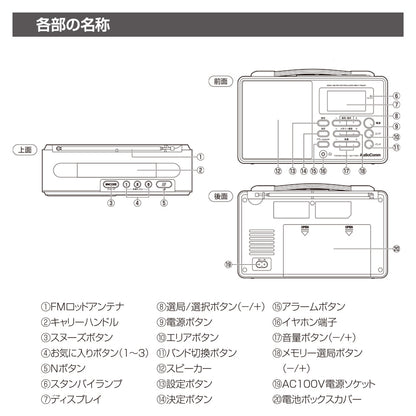 Nラジオ（AM・FM/ポータブル/NHK受信専用ボタン/ワイドFM/単1形×4本使用）_03-5700_RAD-T700N_OHM（オーム電機）