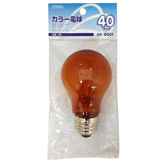 【納期約2週間】LB-PS5640-AN クリアカラー球PS55 40W アンバー E26 OHM（オーム電機）