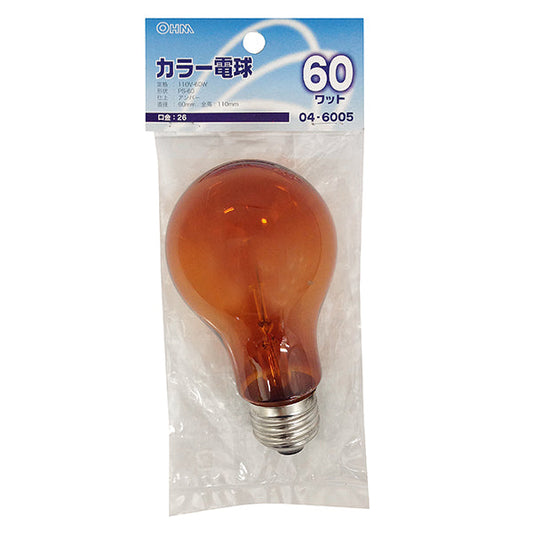 【納期約2週間】LB-PS6660-AN クリアカラー球PS60 60W アンバー E26 OHM（オーム電機）