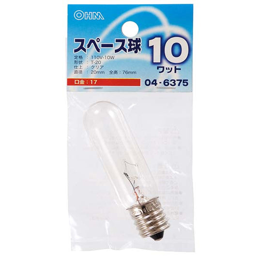 【納期約2週間】LB-TS0710-C スペース球T20 E17 10Wクリア OHM（オーム電機）