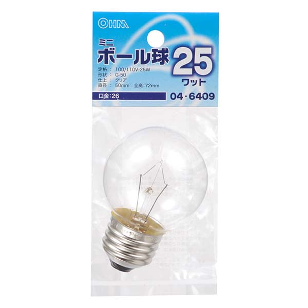 LB-G5625-C ﾐﾆﾎﾞｰﾙ球(25W/ｸﾘｱ/G50/E26)