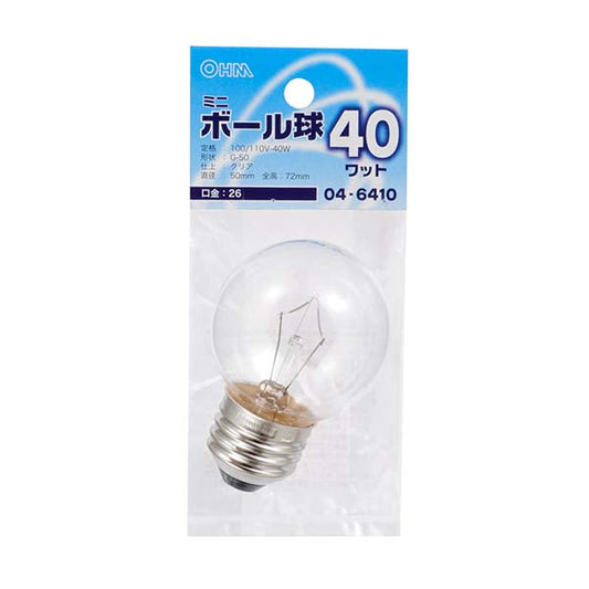 LB-G5640-C ﾐﾆﾎﾞｰﾙ球(40W/ｸﾘｱ/G50/E26)