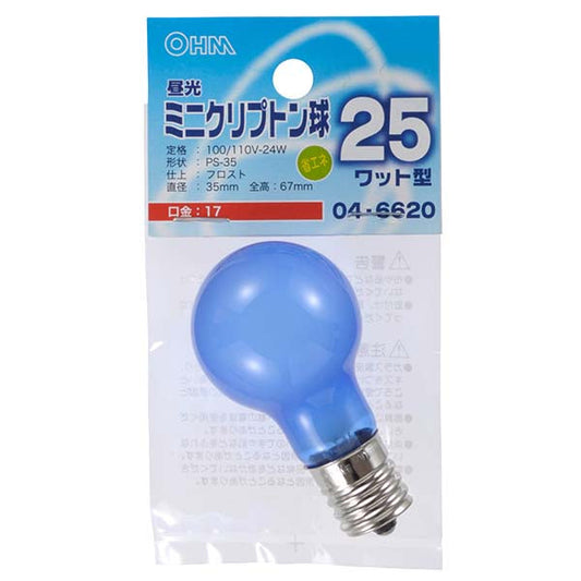 【納期約2週間】04-6620 昼光ミニクリプトン球（25W相当/フロスト/PS-35/E17） OHM（オーム電機）