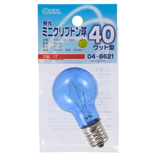 【納期約2週間】LB-PS3740K-DC 昼光ミニクリプント球（40W相当/クリア/PS-35/E17） OHM（オーム電機）
