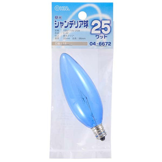 【納期約2週間】LB-C2225-DC 昼光シャンデリア球（25W/クリア/C-32/E12） OHM（オーム電機）