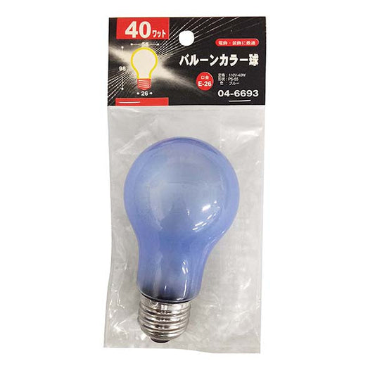 【納期約2週間】LB-PS5640-BA バルーンカラー球（40W/ブルー/PS-55/E26） OHM（オーム電機）