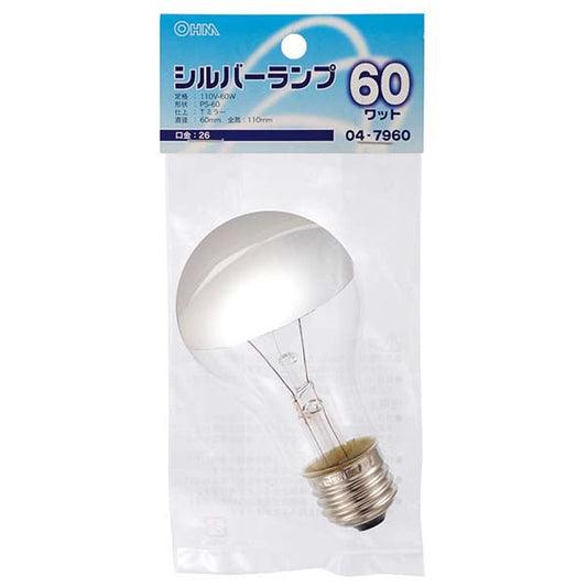 【納期約2週間】LB-PS6660T-SL シルバーランプPS60 E26 60W OHM（オーム電機）