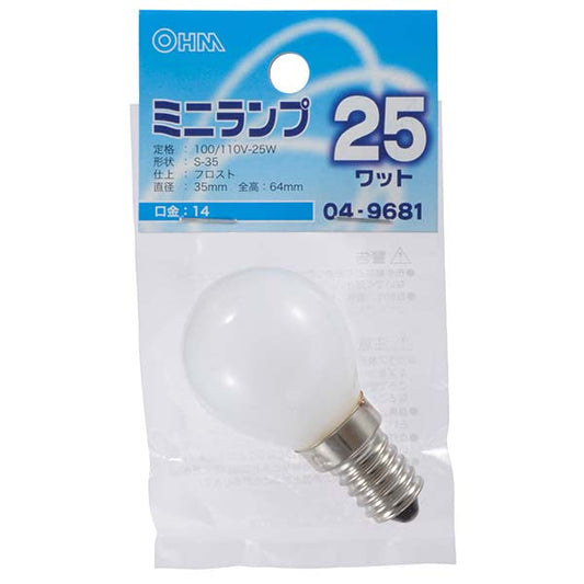 【納期約2週間】LB-S3425-F ミニランプ（25W/フロスト/E14） OHM（オーム電機）