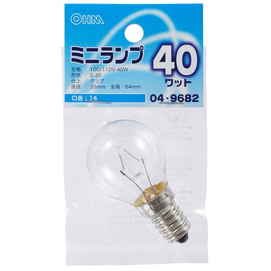 【納期約2週間】LB-S3440-C ミニランプ（40W/クリア/E14） OHM（オーム電機）