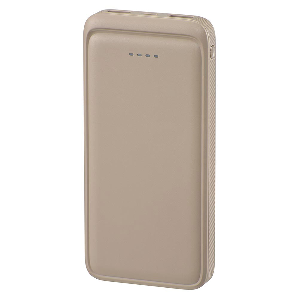 モバイルバッテリー（10000mAh/スマホ充電2回/3台同時充電可/USB AtoCケーブル付/ラテ・グレージュ）_05-0807_SMP-MB100-T_OHM（オーム電機）