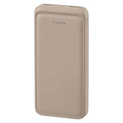 モバイルバッテリー（10000mAh/スマホ充電2回/3台同時充電可/USB AtoCケーブル付/ラテ・グレージュ）_05-0807_SMP-MB100-T_OHM（オーム電機）