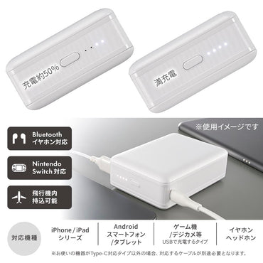 モバイルバッテリー（20000mAh/スマホ充電4回/PD20W/USB CtoCケーブル付/ホワイト）_05-0814_SMP-PD200-W_OHM（オーム電機）