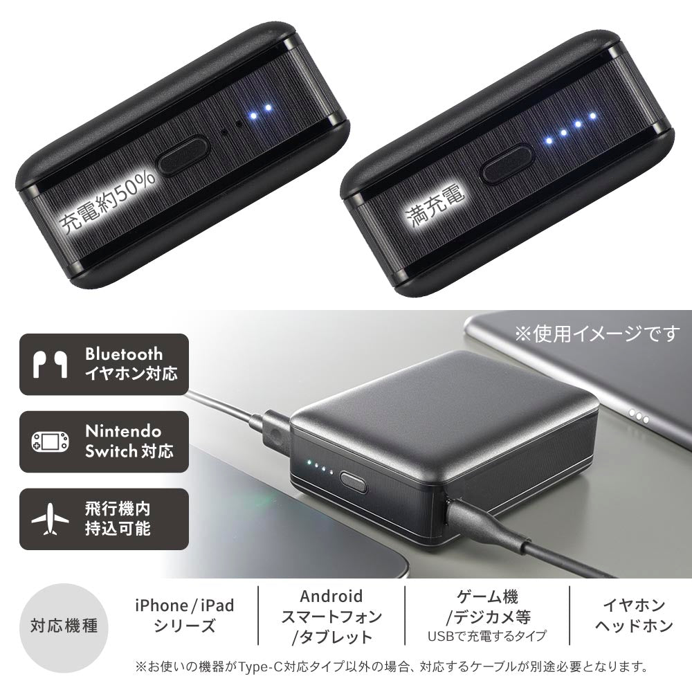モバイルバッテリー（20000mAh/スマホ充電4回/PD20W/USB CtoCケーブル付/ブラック）_05-0815_SMP-PD200-K_OHM（オーム電機）