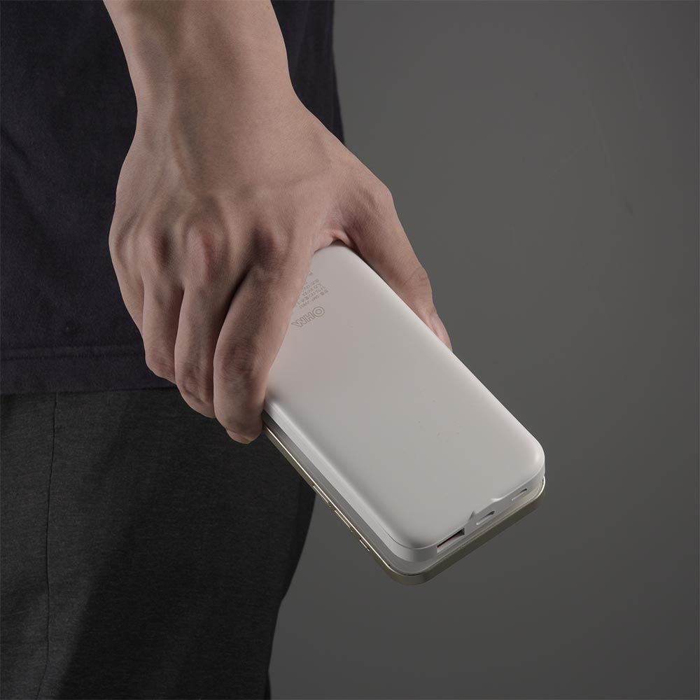 マグネットモバイルバッテリー（MagSafe対応/マグネット式ワイヤレス充電/iPhone、Android用/パススルー機能/ホワイト）_05-1198_SMP-JV652_OHM（オーム電機）