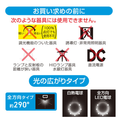 LED電球（白熱電球40形相当/昼光色/520 lm/4.3W/E26/全方向290°/密閉形器具対応/断熱材施工器具対応）_06-4991_LDT4D-G IS5_OHM（オーム電機）