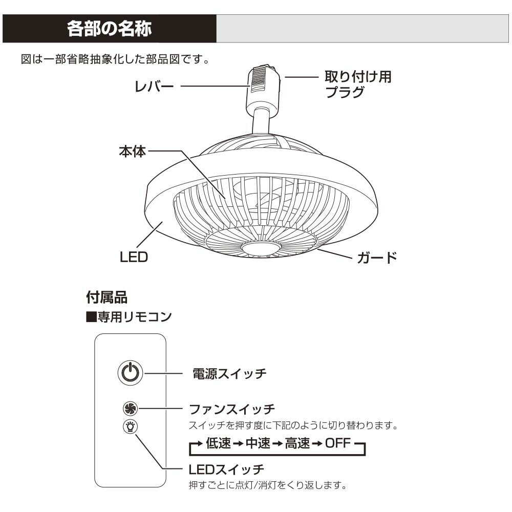 ファン付きLEDレールライト（10W/270 lm/ブラック）_06-5024_ORL-FL01-K_OHM（オーム電機）
