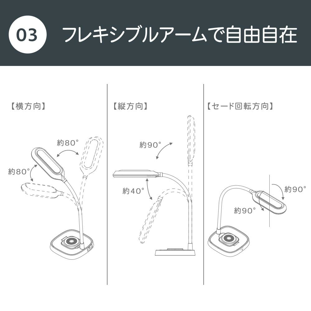 LEDデスクライト（Mag Safe対応/ワイヤレス充電機能付/3段階調光/450 lm/18W/フレキシブルアーム/Ra93/ホワイト）_06-5230_DS-L50FMS-W_OHM（オーム電機）