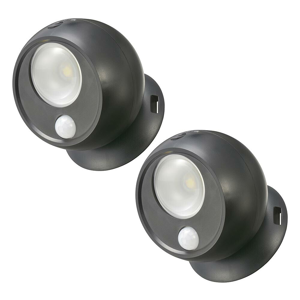 LEDセンサーボールライト（明暗＋人感センサー/100 lm/昼光色/単4形×3本使用/IP65/ブラック/2個入）_06-5269_LT-SOW10-K 2P_OHM（オーム電機）