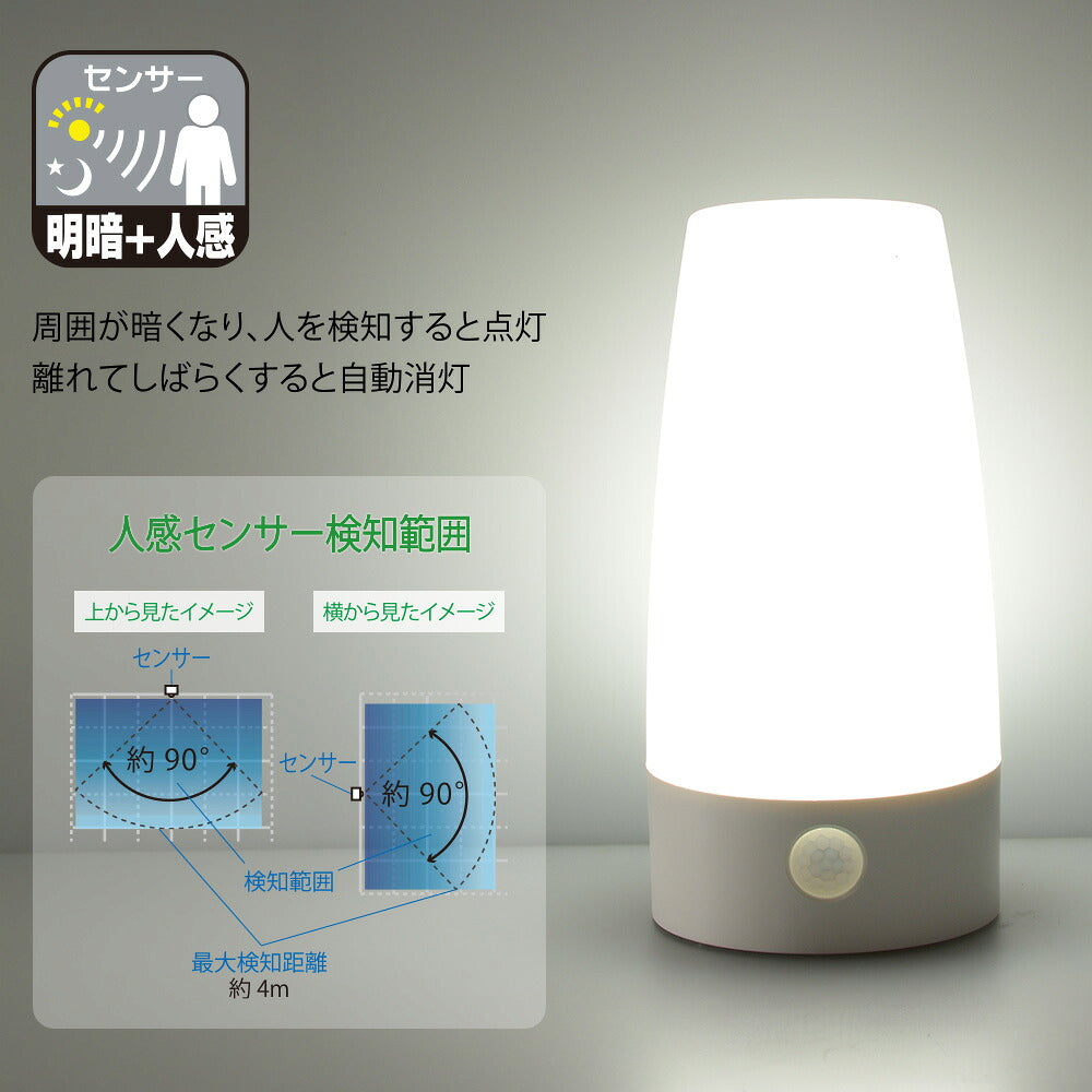 LEDセンサーライト（明暗＋人感センサー付/単4形×3本使用/昼光色/30 lm）_06-5273_NIT-BHA4DW_OHM（オーム電機）
