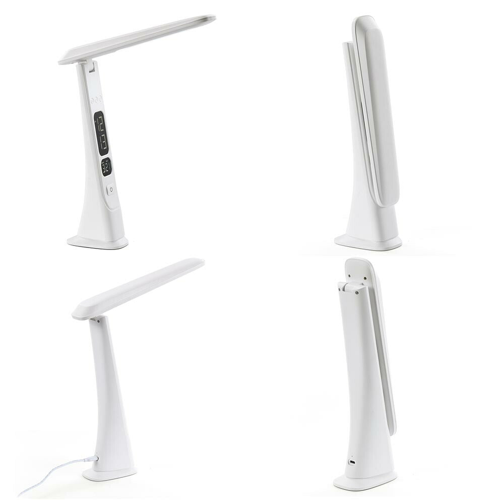LEDデスクライト（450 lm/昼光色/無段階調光/時計と日付表示/10W/ホワイト）_06-5274_DS-L45FD-W_OHM（オーム電機）
