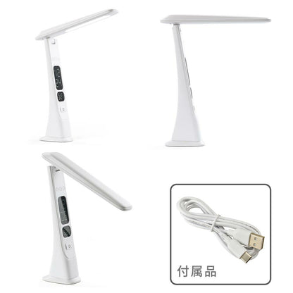 LEDデスクライト（450 lm/昼光色/無段階調光/時計と日付表示/10W/ホワイト）_06-5274_DS-L45FD-W_OHM（オーム電機）