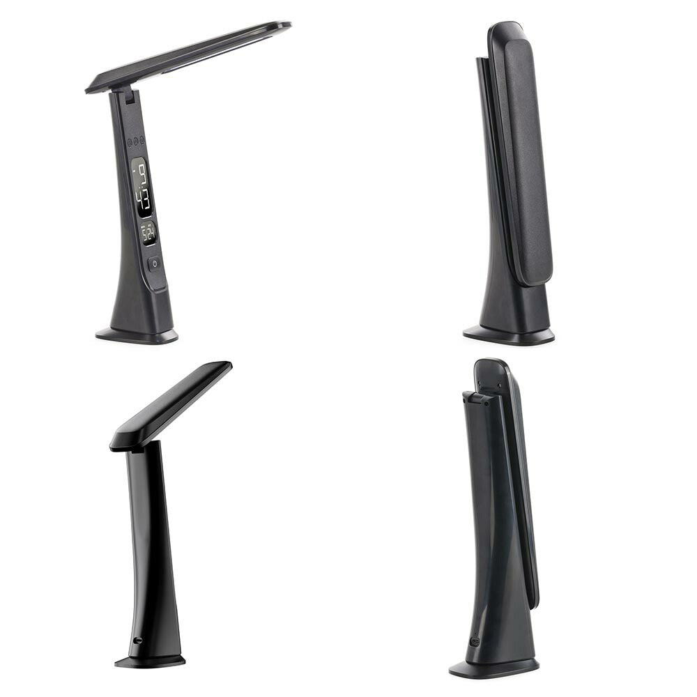 LEDデスクライト（450 lm/昼光色/無段階調光/時計と日付表示/10W/ブラック）_06-5275_DS-L45FD-K_OHM（オーム電機）