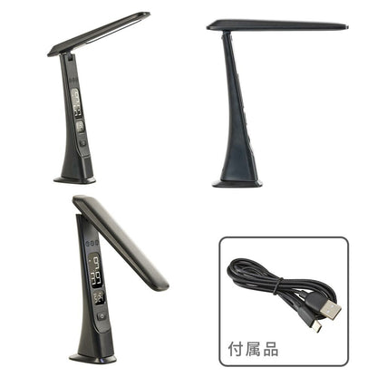 LEDデスクライト（450 lm/昼光色/無段階調光/時計と日付表示/10W/ブラック）_06-5275_DS-L45FD-K_OHM（オーム電機）