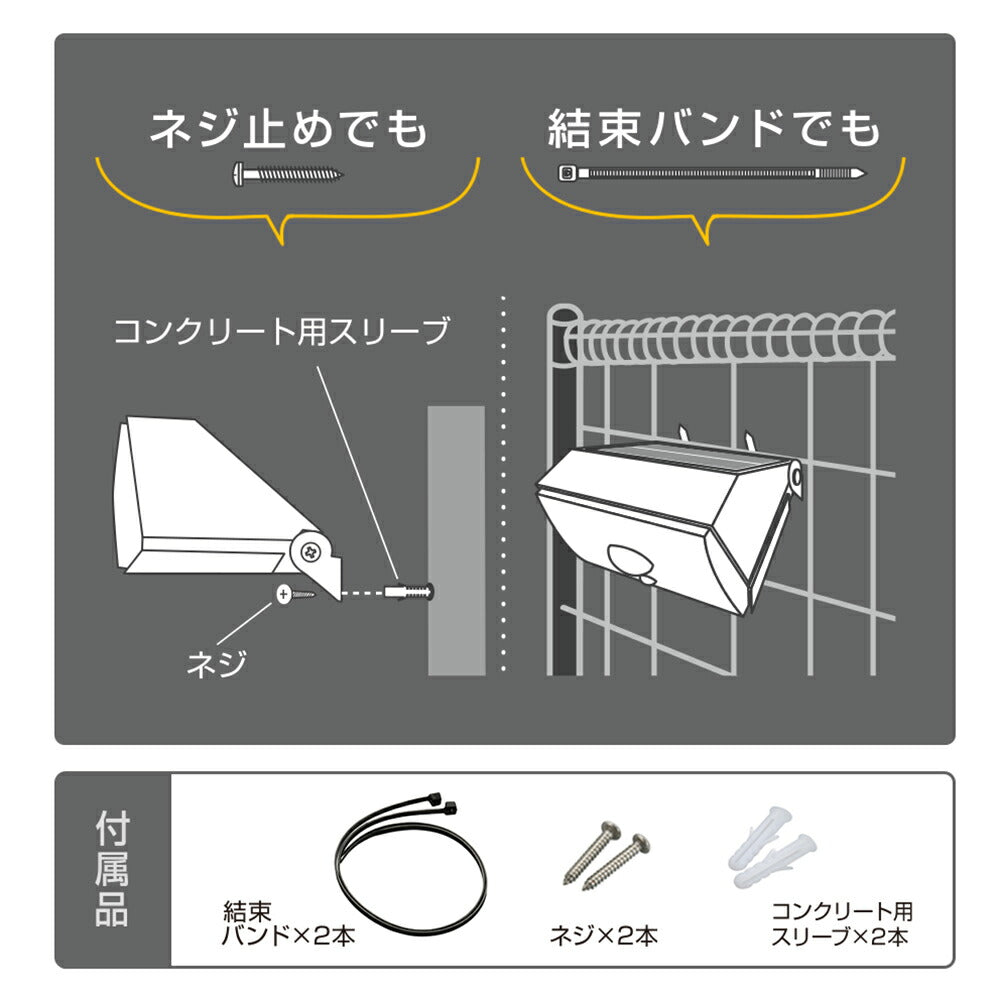 小型ソーラーウォールライト（ソーラー発電/人感センサー/800 lm/電球色・昼光色切替え/保護等級IP54）_06-5294_LS-S1080ST4-K2_OHM（オーム電機）
