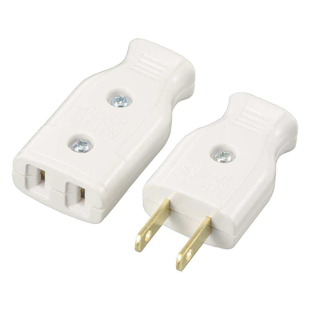 コードコネクター（プラグとボディのセット/補修用/1500Wまで/15A-125V/ホワイト）_06-5372_HS-HST/WP_OHM（オーム電機）