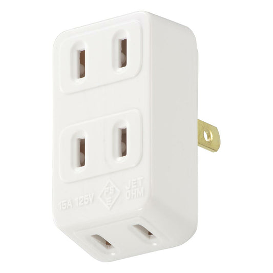 3口タップ（1500Wまで/15A-125V/ホワイト）_06-5381_HS-HL3/W_OHM（オーム電機）