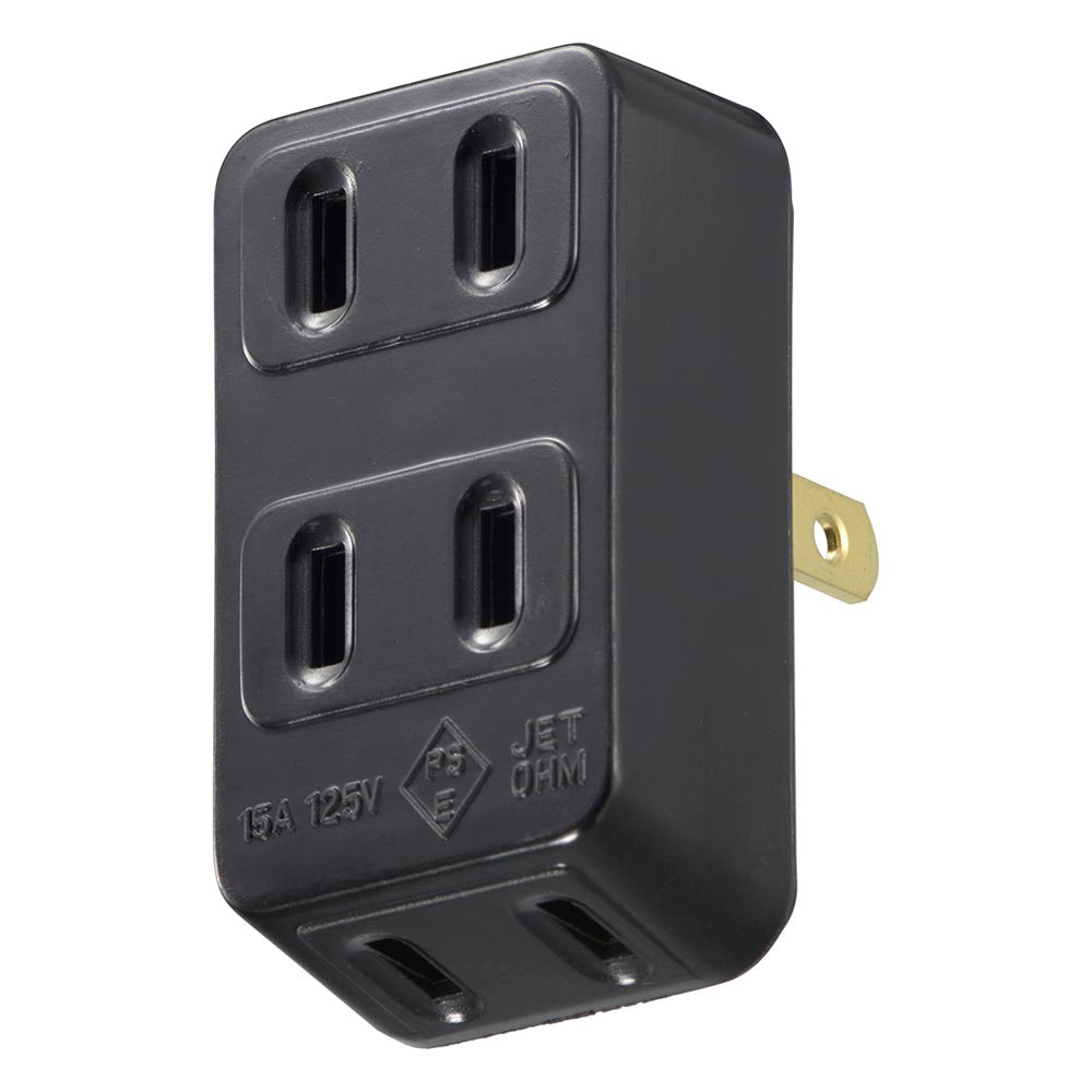 3口タップ（1500Wまで/15A-125V/ブラック）_06-5382_HS-HL3/K_OHM（オーム電機）