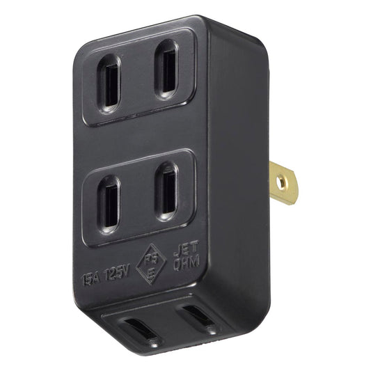 3口タップ（1500Wまで/15A-125V/ブラック）_06-5382_HS-HL3/K_OHM（オーム電機）