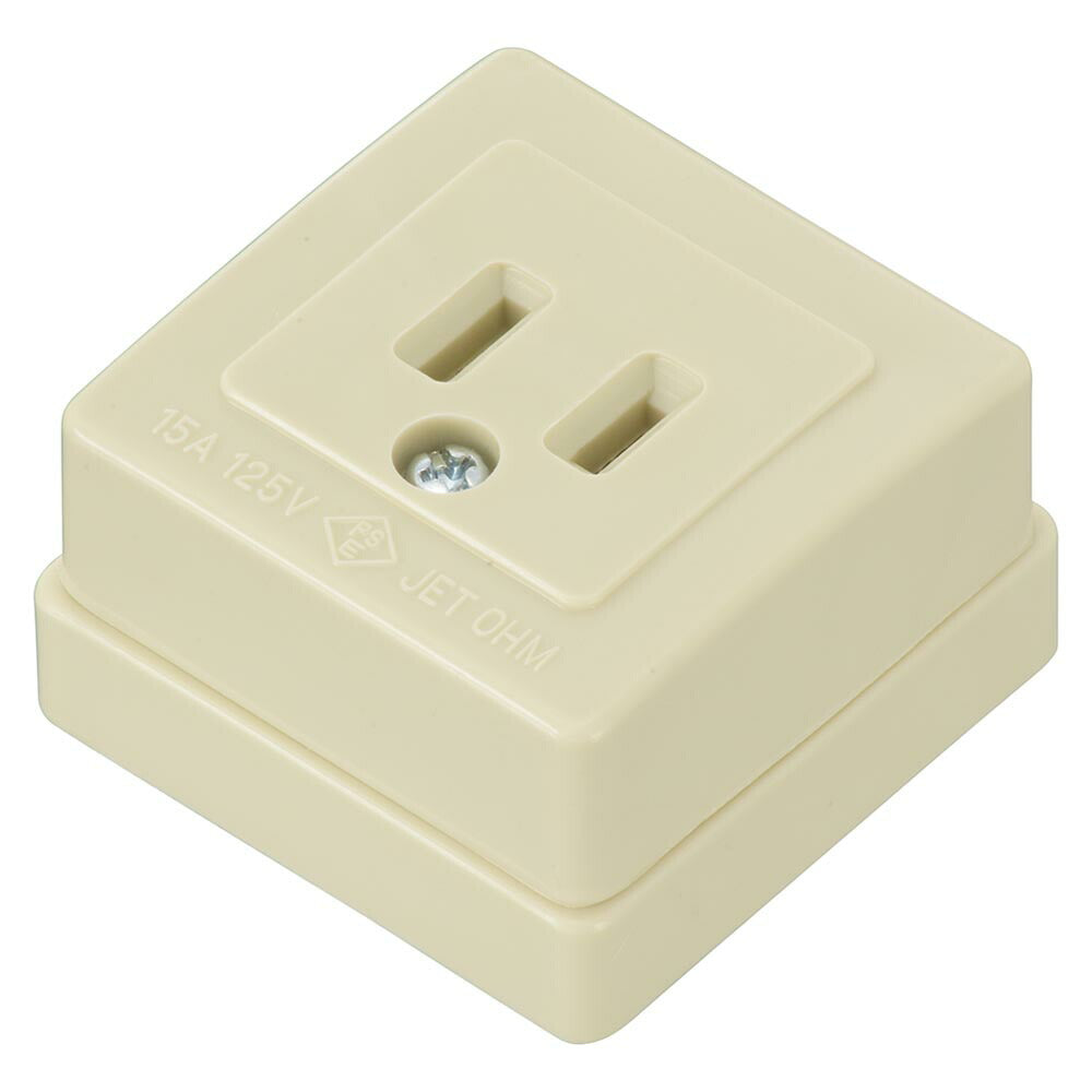 角型コンセント（1口/露出配線用/1500Wまで/15A-125V/パッケージ無）_06-5393_HS-RK1_OHM（オーム電機）