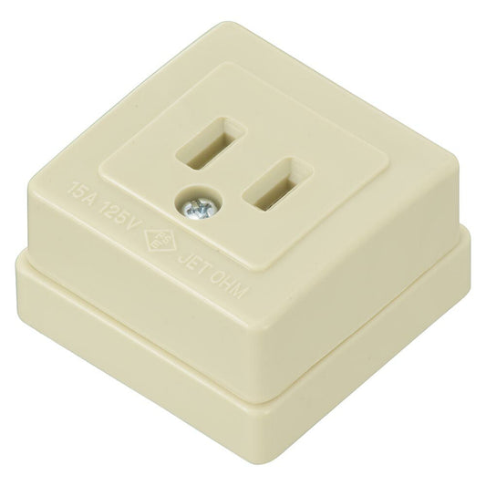 角型コンセント（1口/露出配線用/1500Wまで/15A-125V/パッケージ無）_06-5393_HS-RK1_OHM（オーム電機）