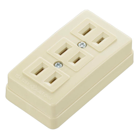 トリプルコンセント（3口/露出配線用/1500Wまで/15A-125V/ホワイト/パッケージあり）_06-5398_HS-RK3/P_OHM（オーム電機）