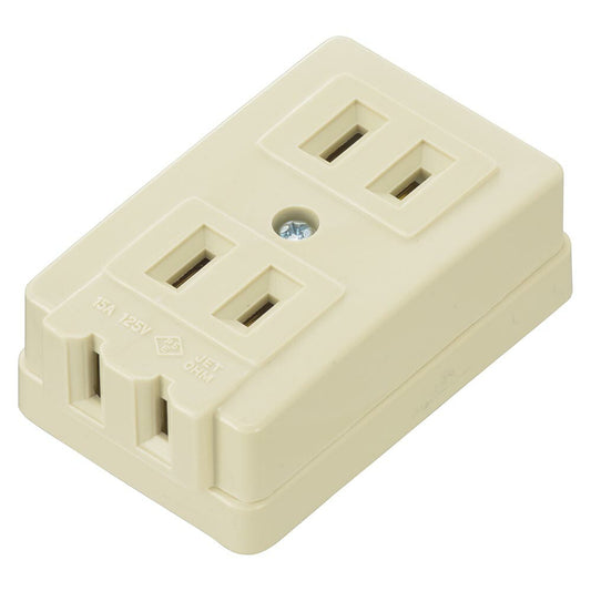 L型トリプルコンセント（3口/露出配線用/1500Wまで/15A-125V/ホワイト）_06-5400_HSｰRL3/P_OHM（オーム電機）