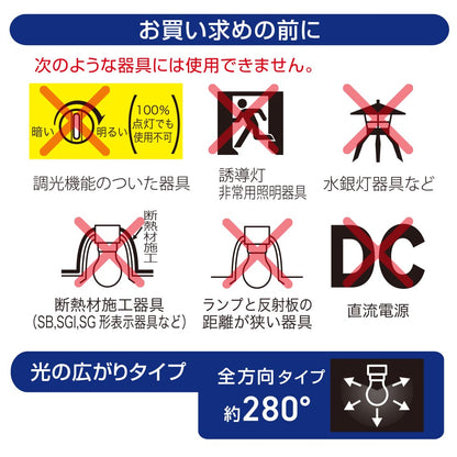 LED電球（40形相当/電球色/500 lm/4.4W/E26/Ra83/全方向配光280°/密閉形器具対応/2個入）_06-5463_LDA4L-G AG59 2P_OHM（オーム電機）