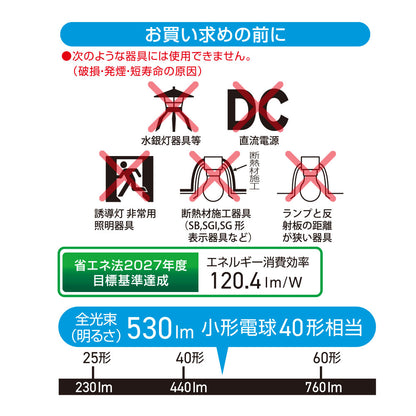 LED電球 小形（40形相当/広配光200°/昼光色/530 lm/4.4W/E17/調光器対応/密閉形器具対応）_06-5491_LDA4D-G-E17/D AG5_OHM（オーム電機）