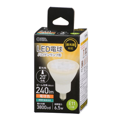 LED電球 ハロゲンランプ形 中角（6.5W/ビーム光束240 lm/電球色/E11/調光器対応/密閉形器具対応）_06-5494_LDR7L-M-E11/D AG5_OHM（オーム電機）