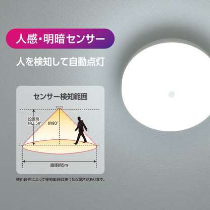 LEDミニシーリングライト（明暗・人感センサー付き/ボール電球60形相当/810 lm/6.7W/昼光色）_06-5634_LE-Y7DG-PIR_OHM（オーム電機）