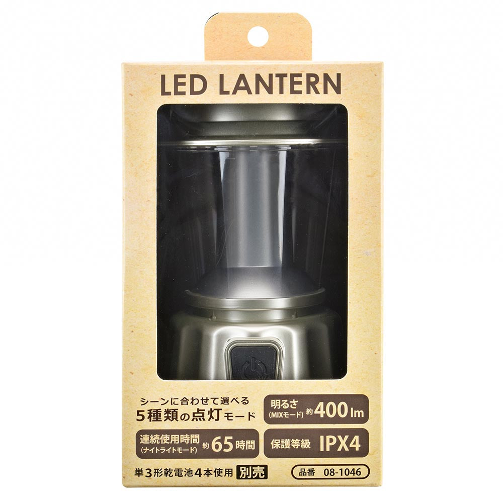 LEDランタン（400 lm MIX/連続使用65時間 ナイトライト/単3形×4本使用/保護等級 IPX4）_08-1046_LNP-B400-CG_OHM（オーム電機）